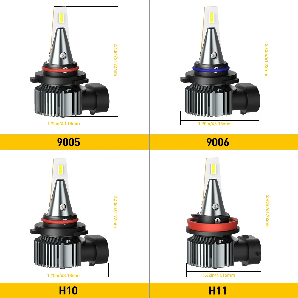 AUXITO 2Pcs H8 LED Canbus H11 Fog Light H3 H10 H16 H27 880 881 9005 HB3 9006 HB4 5202 PSX26W LED 3000K 6500K 360 12V Fanless 1:1