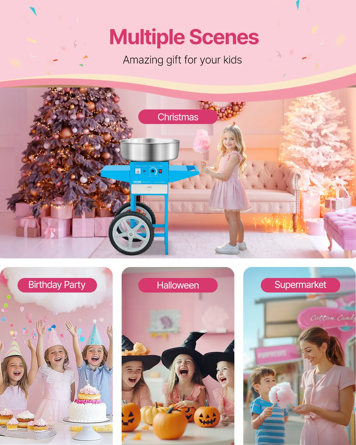 Commercial Cotton Candy Machine with Stainless Steel Bowl