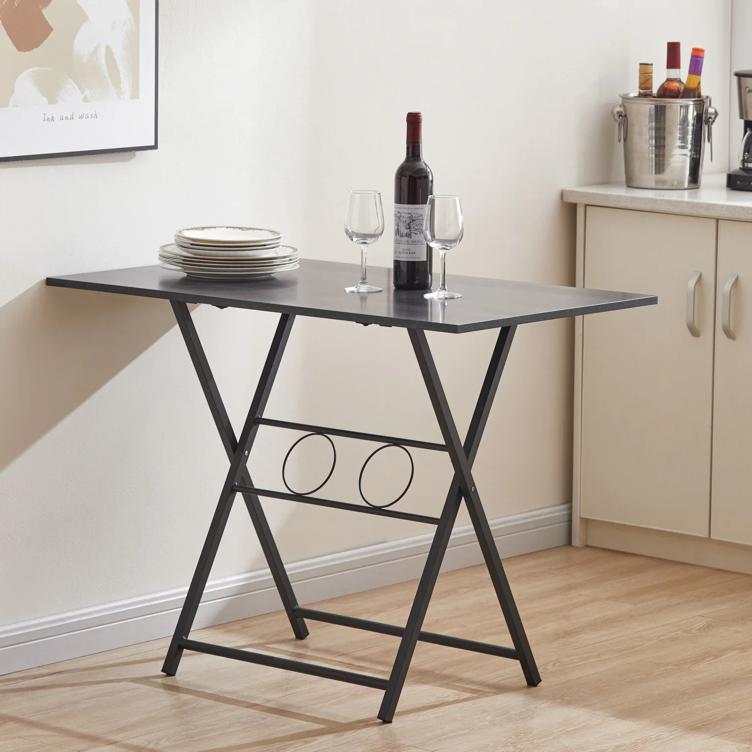 Small Foldable Desk for Small Spaces, Living Room Multifunctional Computer Table Writing Workstation for Home Office, No Assembl