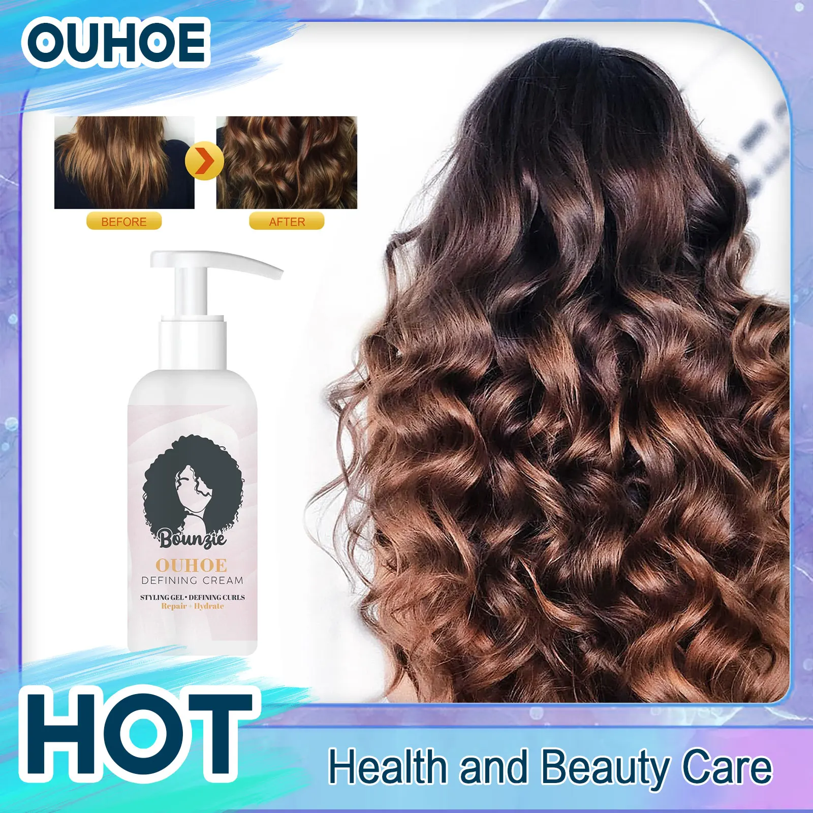 Hair Curling Cream Styling Frizzy Wavy Boost Elastin Volumizing Fluffy Thickening Nourishing Enhance Hair Define
