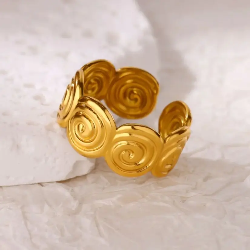 Stainless Steel Thread Round Rings For Women