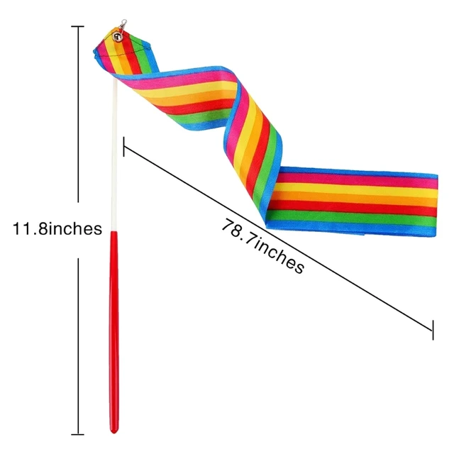 Rhythmic Gymnastics Ribbon for Children Artistic Dancing Rainbow Band Ribbon Kids Dance Bands 2 Metres Long Ribbons 6