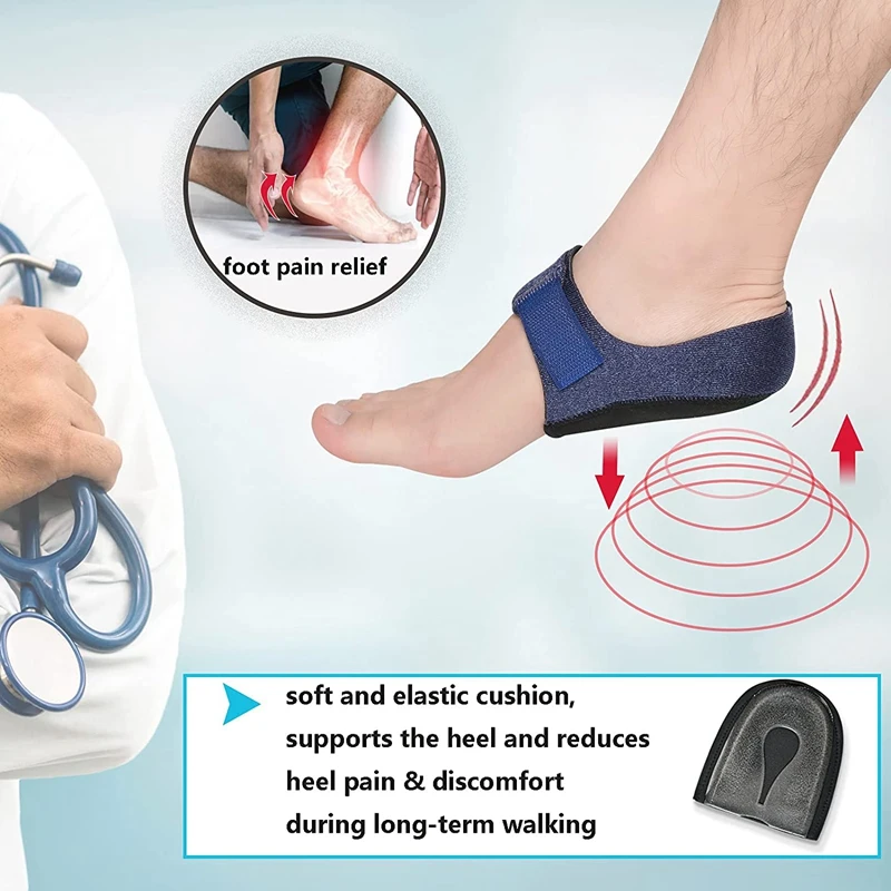 Gel Heel Cushion Feet Care Socks Heel Cups Pads Skin Care Cover Pain Relief for Plantar Fasciitis Protectors Sleeves