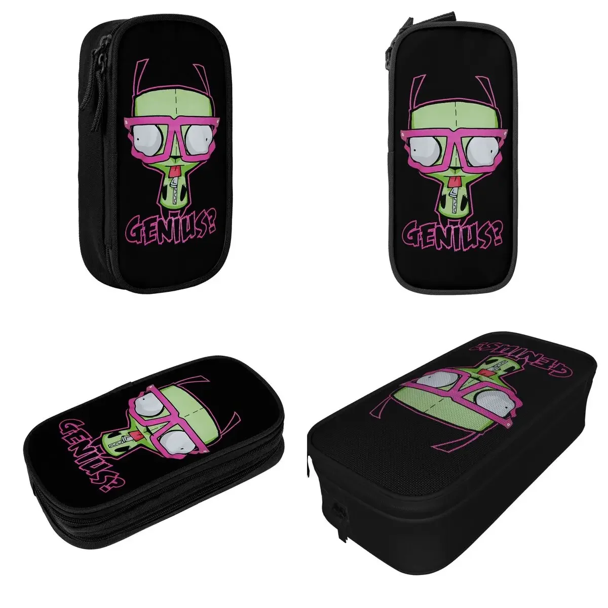 Lovely Kawaii Invader Zim Pencil Cases Pencil Box Pen for Student Large Storage Bag Office Zipper Stationery 2