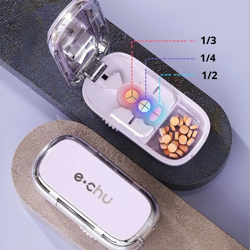 Multifunctional Pill Cutter Storager Compartment Box for Precise Cutting Tablet Splitting Pill Organizer Travel Home Use