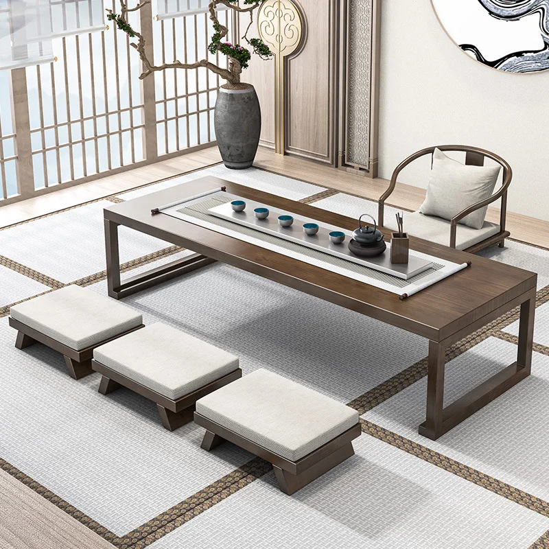 

Japanese tatami tea table solid wood tea table and chair combination Kang table simple modern tea table tea table Zen low table