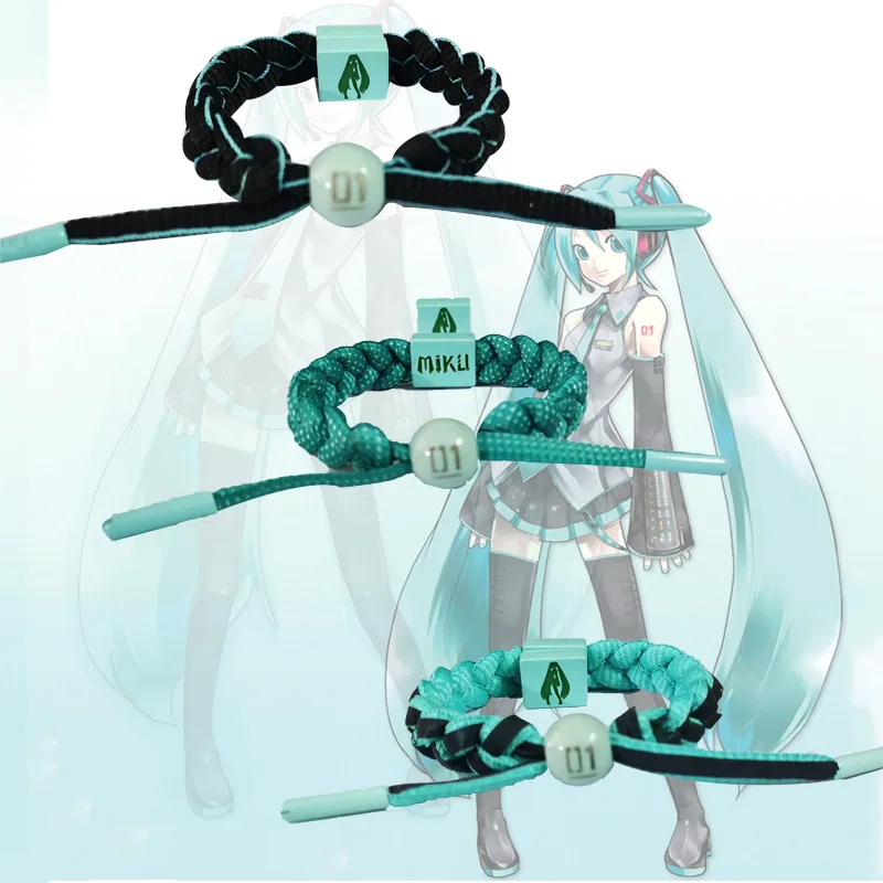 Фото 3 стиля новый аниме Hatsune Miku кавайная фигурка отражение регулируемый браслет ручной работы тканая Ручная Веревка модель игрушки подарки №1
