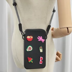 Stylish Waterproof Silicone Crossbody Bag with Zipper - Large Capacity Coin and Phone Purse (Black)
