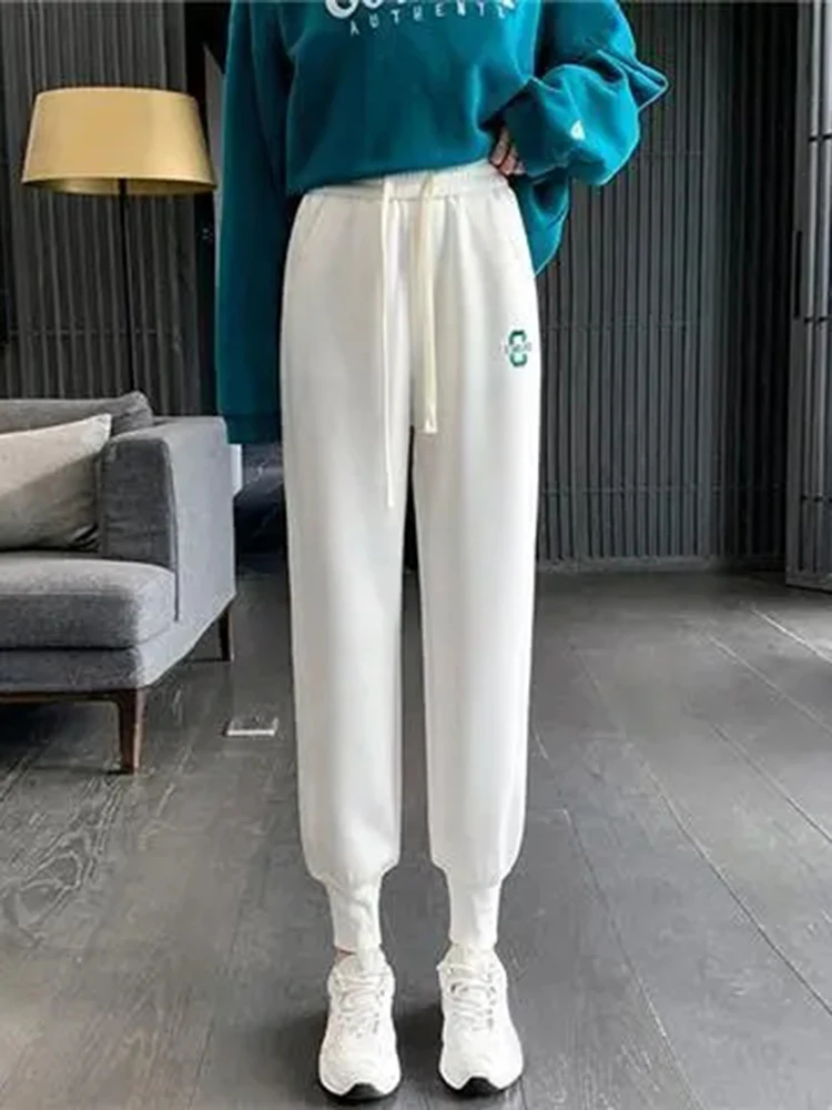 Add Velvet Ankle-length Warm Sweatpant Pant Casual Winter Running Wear Slim Fit Jogger Pantalone Chic Chic Thicken Plush Spodnie