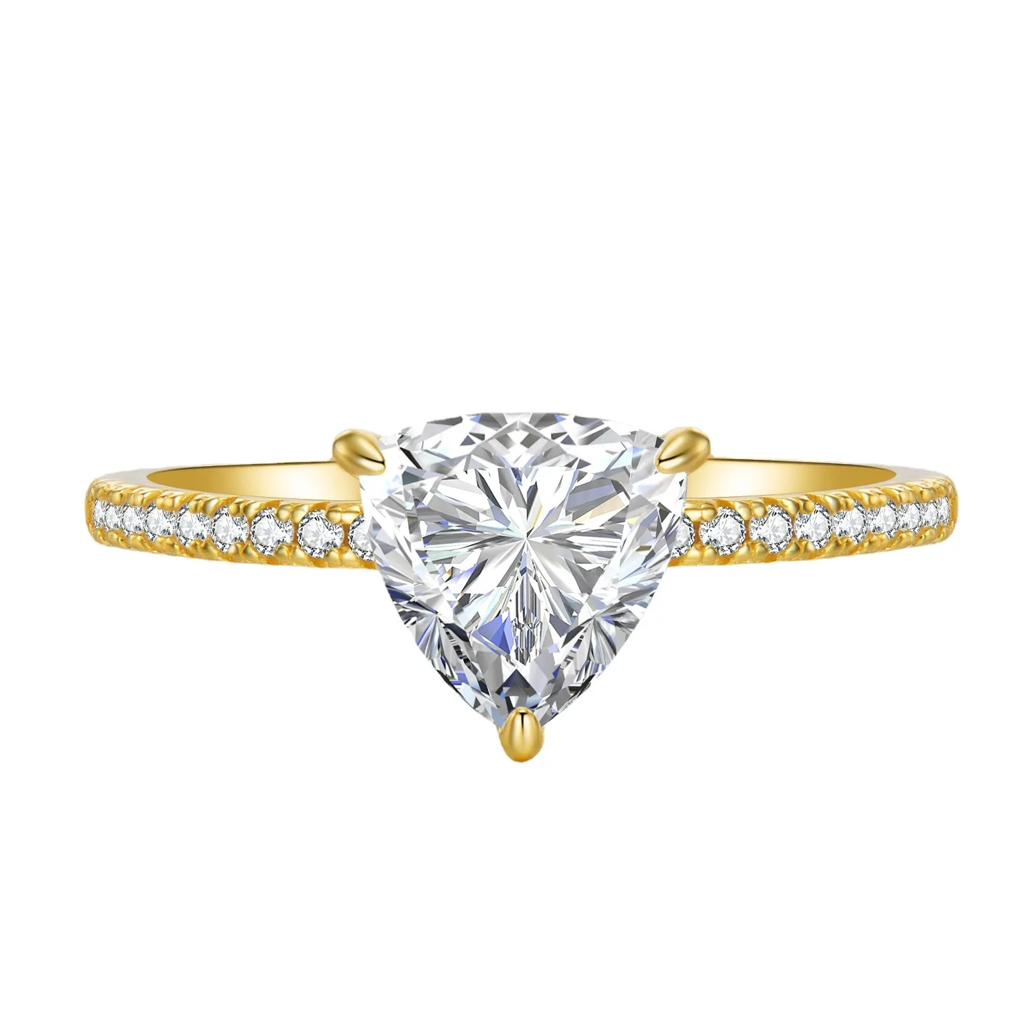 2023 Nuovo S925 Argento One Carat Fat Triangle Precision All Diamond Mini Inlay Ring