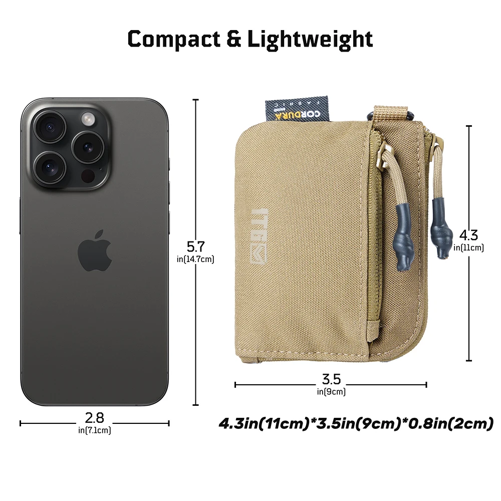 1TG TACTICAL Waterproof EDC Pouch Portable Key Change Purse Wallet Travel Kit Coin Mini Purse & Card Slots And Zippers Pouch 5
