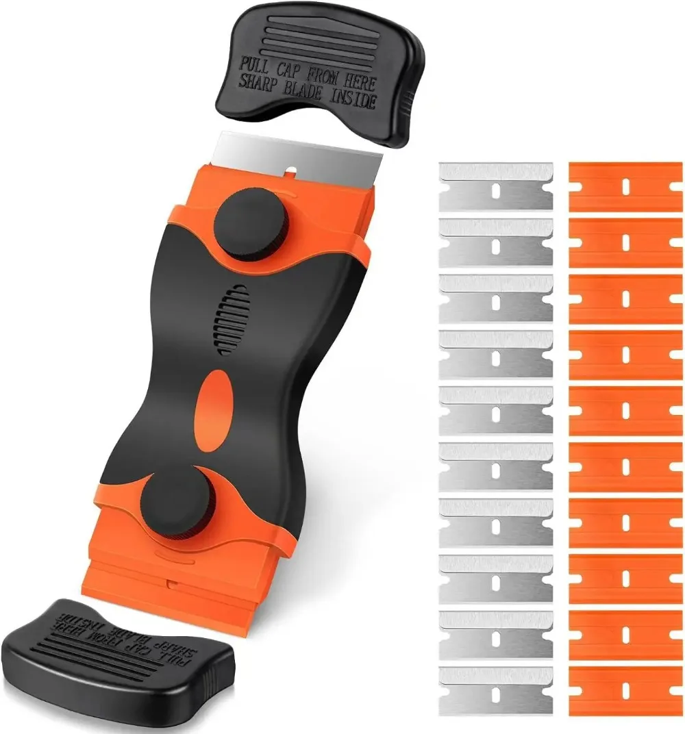 Two Blades Plastic Handle Window Glass Ceramic Cleaning Scraper Automotive Film Sticker Remover Tool