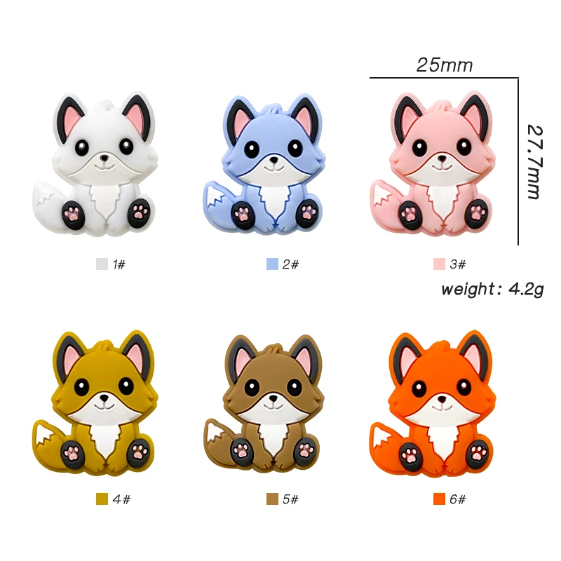 Silicone Teething Toys Cartoon Squirrel Head Animal Food Grade DIY Baby Teether Toy Accessories Ring 1/3/10pcs