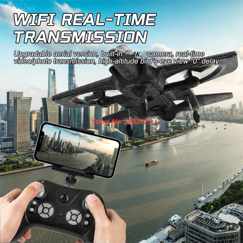 RC Plane with 4K HD Camera Wide Angle Camera 2.4G Radio Controlled Palne Foam App Phone Control Aircraft Fighter Toy for Boy Kid