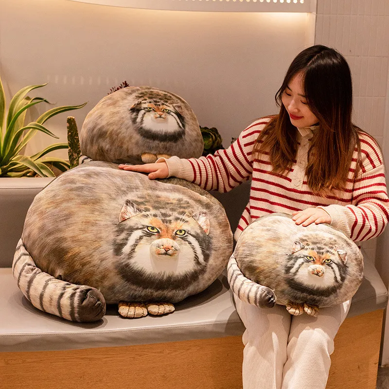 

Vivid Cat Plush Pillow Fully Filled Pallas's Cat Doll PP Cotton Filling Simulated Manul Stuffed Animal Peluche Toy Cushion Decor