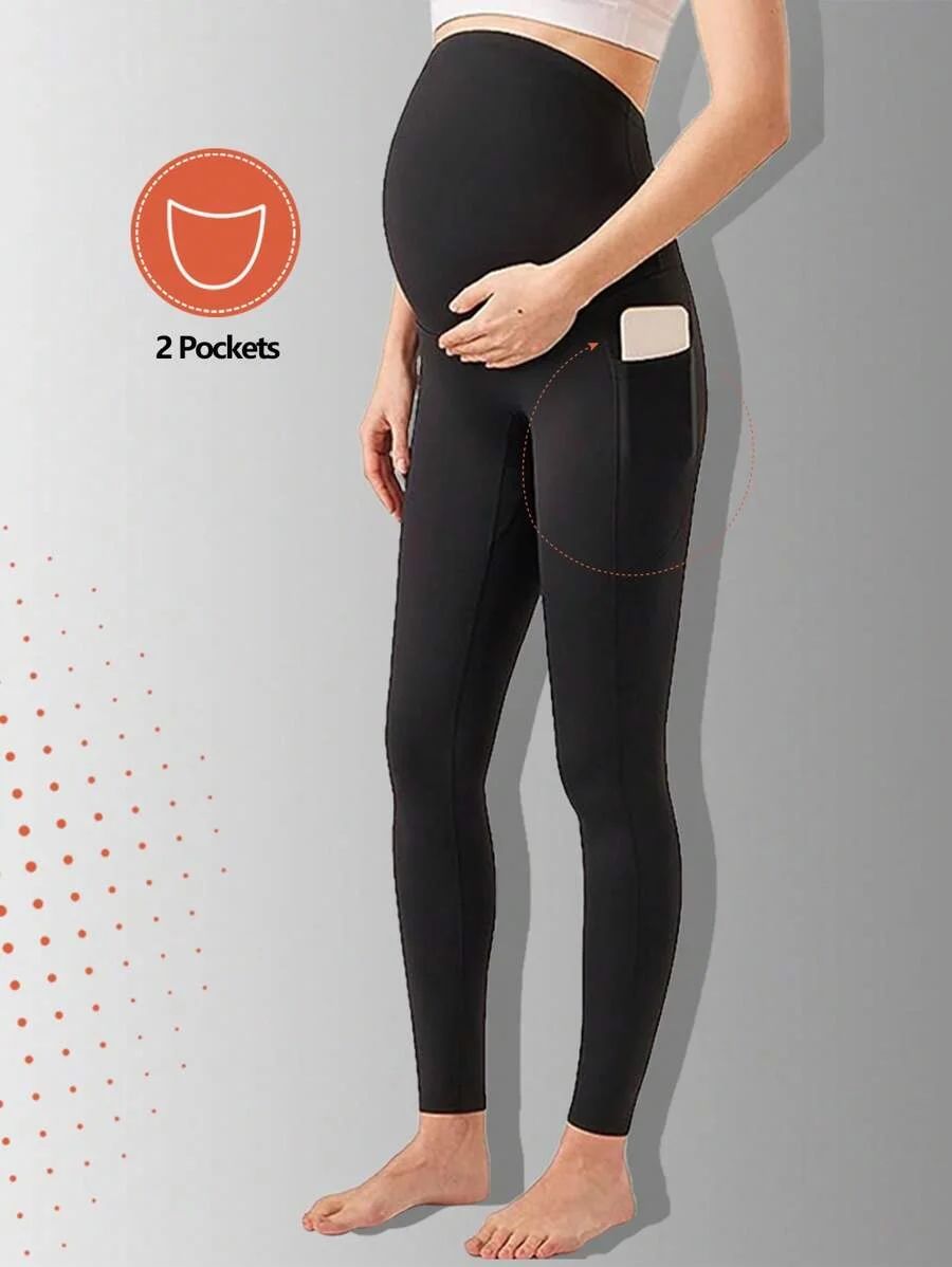 Maternity Leggings Women's Maternity Gym Tights Sportswear Soft Yoga Pants with Pockets
