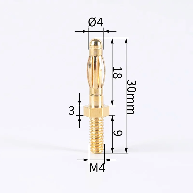 4mm 바나나 플러그 커넥터 20Pcs 나사형 스크류 타입 랜턴 헤드 오디오 앰프 테스트 프로브용 남성 터미널 스터드 골드 실버