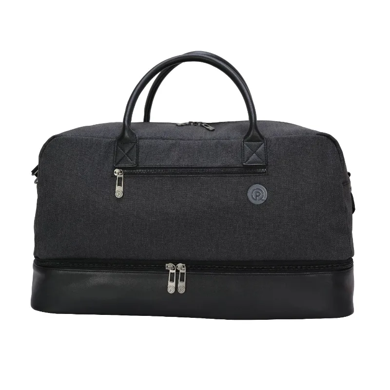 

21 In Drop-Bottom Weekender Travel Duffel Bag, Charcoal