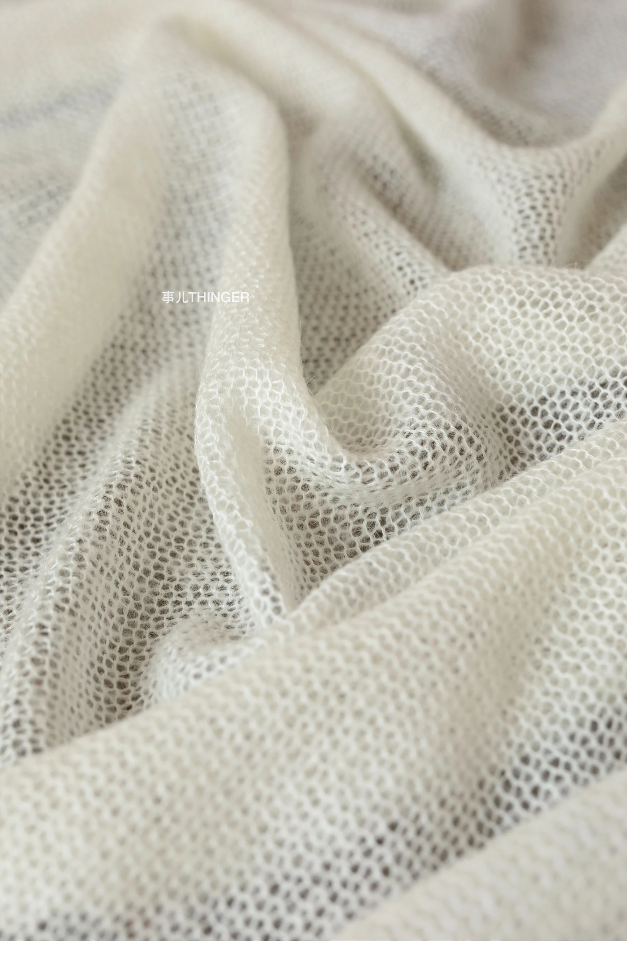 Description Picture 5 of itemKnitted Fabric Beige White Skin Friendly Light Soft Thin Hollowed Out Designer Apparel Sewing Fabric Cloth Wool Nylon Material