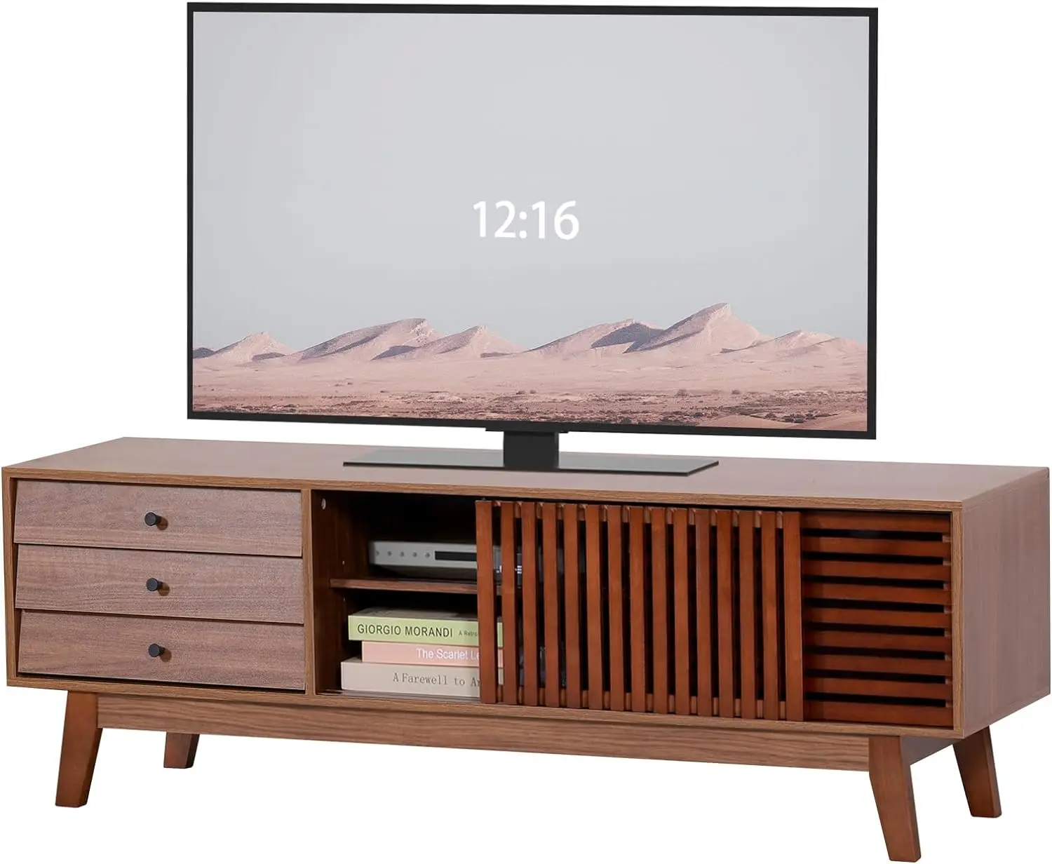 

TV Stand for 55 59 65 inch TV, Living Room Entertainment Center with Storage 3 Drawers Adjustable Shelves 2 Smooth Sliding Doors