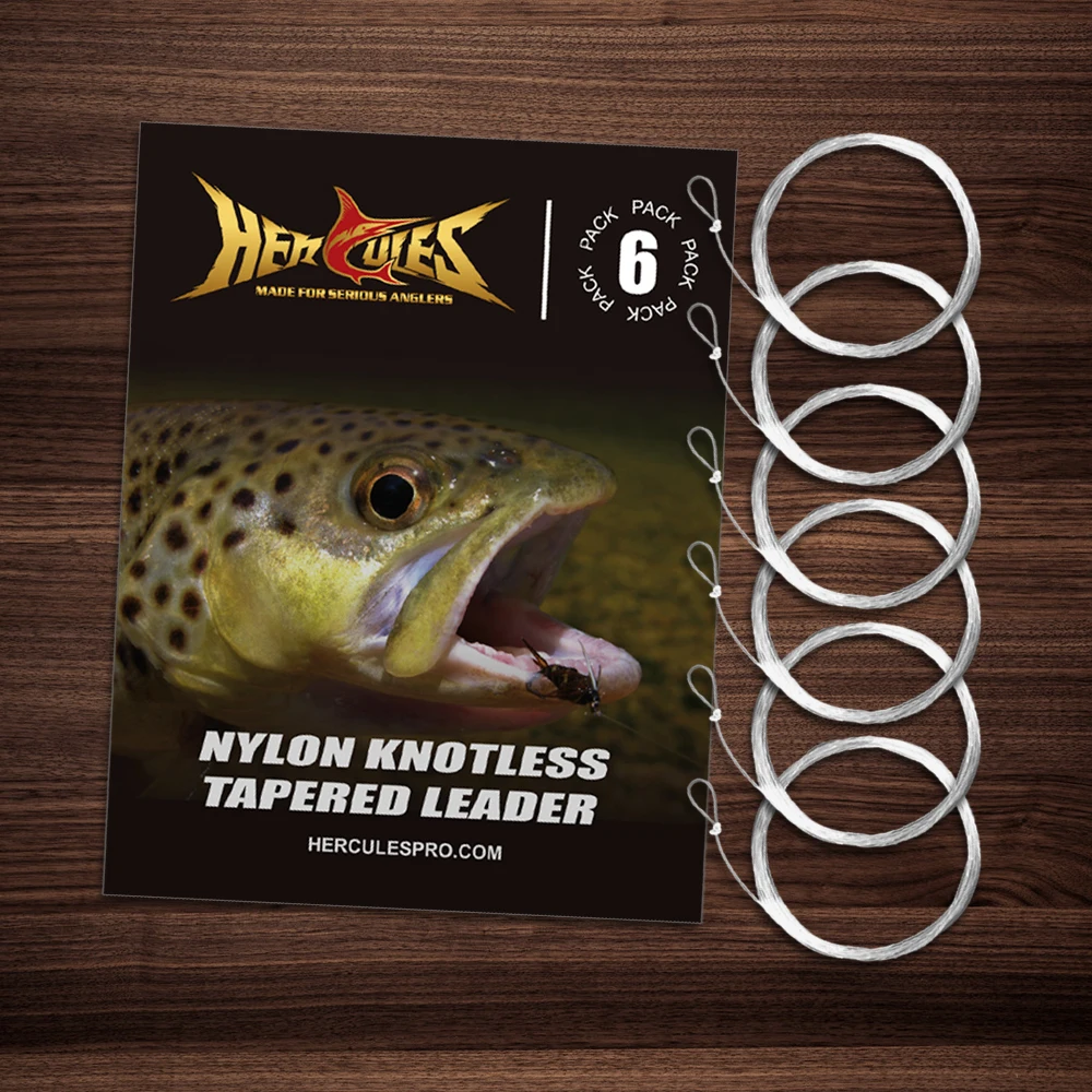 HERCULES Pre-Tied Loop Fly Fishing Leader Nylon with tapered
