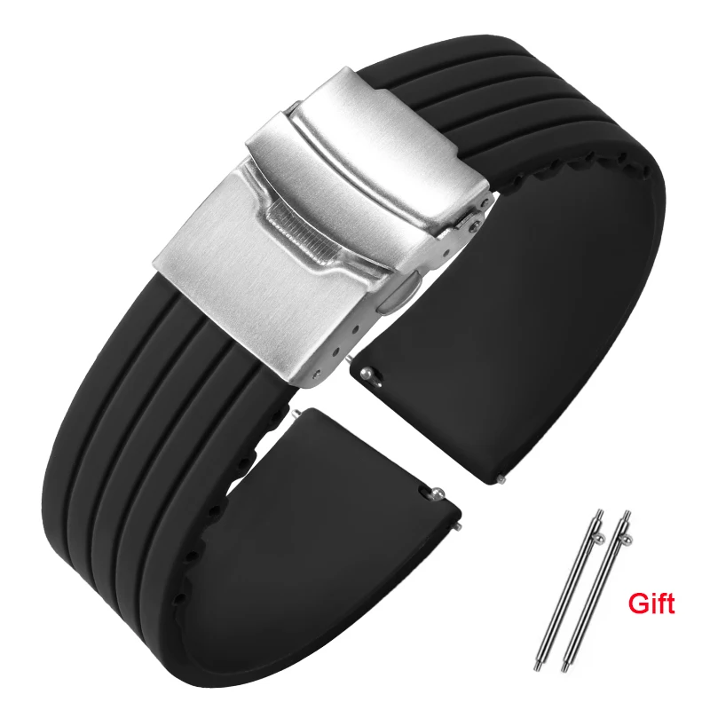 Silicone Sport Waterproof Quick Release Wristband Bracelet - Rubber Strap