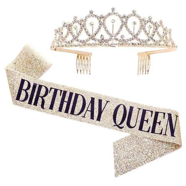 Birthday Sash Tiara Bling Rhinestone Crystal Crown Birthday Anniversary Decoration HappyBirthday Satin Sash Party Supplies
