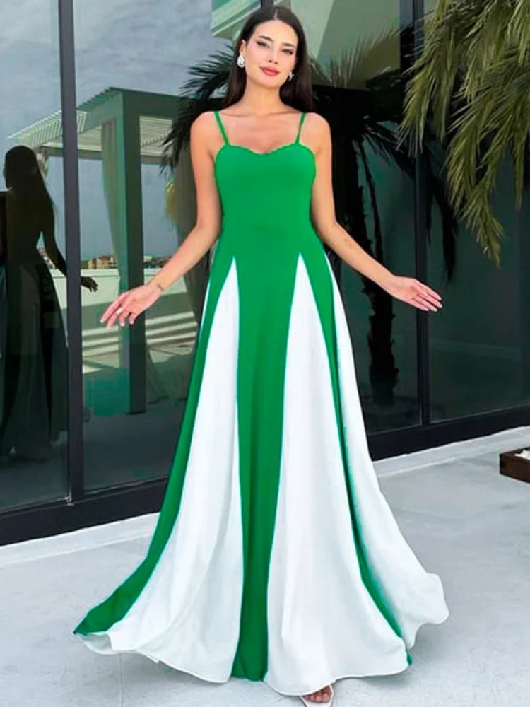 Wmstar Dresses for Women Wholesale Sleeveless Halter Loose Patchwork Color Elegant Casual Sexy Long Dress New in Summer