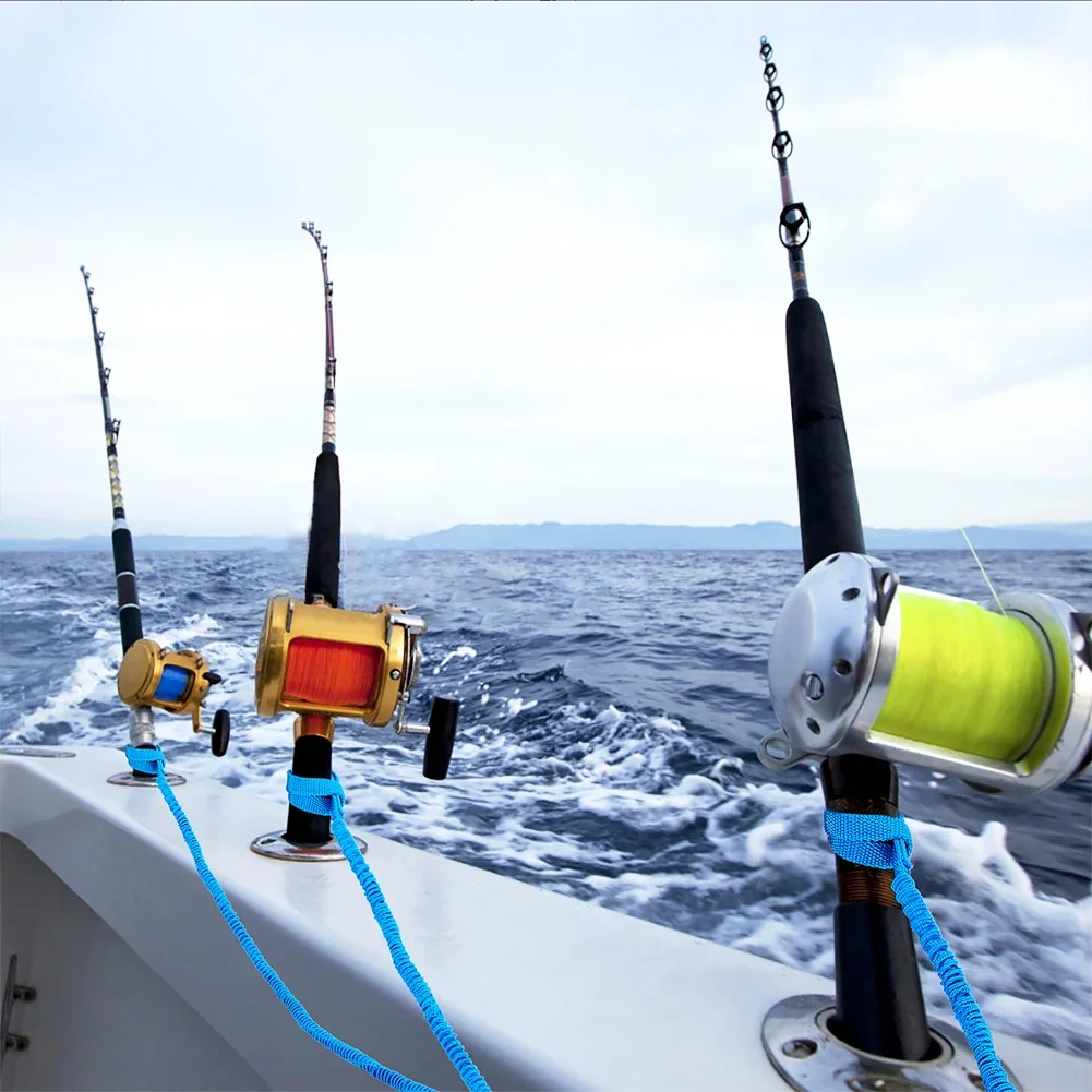 1/2/4pcs Elastic Kayak Paddle Leash Adjustable With Safety Hook Pole Coiled SUP Kayaking Lanyard Cord Tie Rope Boat Accessories