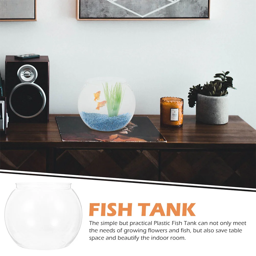 Transparent Round Fish Tank Decor Bowl Desk Office Globe Aquarium Container Household Plastic Fish Bowls For Living Room Pet