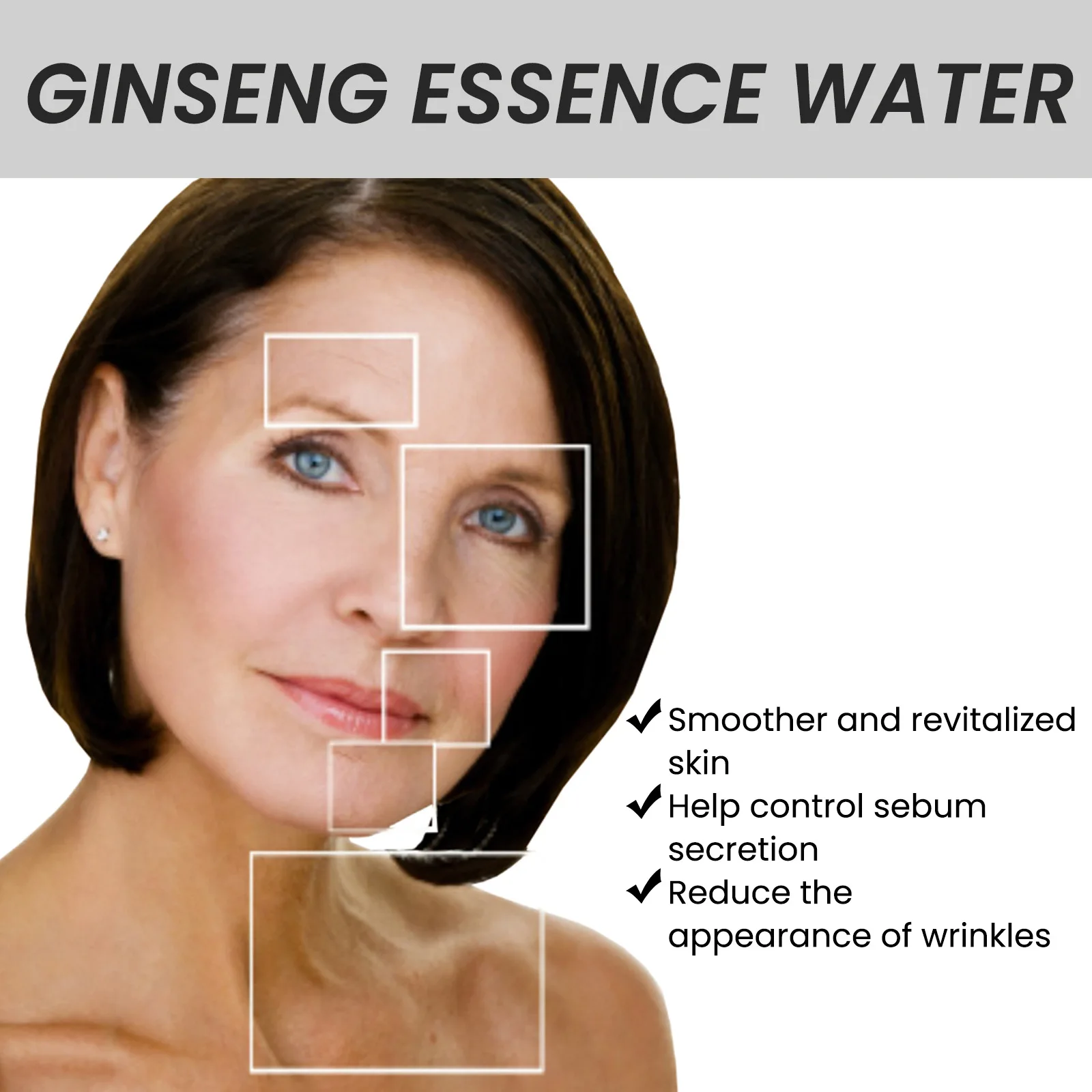 Ginseng Viso Essenza Anti Invecchiamento Dissolvenza Linee sottili Rimozione delle rughe Rafforzamento Schiarente Idratante Siero di acido ialuronico - immagine 4