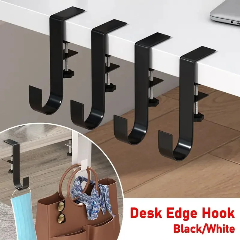 Adjustable Desk Edge Hook Without Punching 2/4Pcs Office Desktop Edge Hanging Bag Hook Student Backpack Storage Hanging