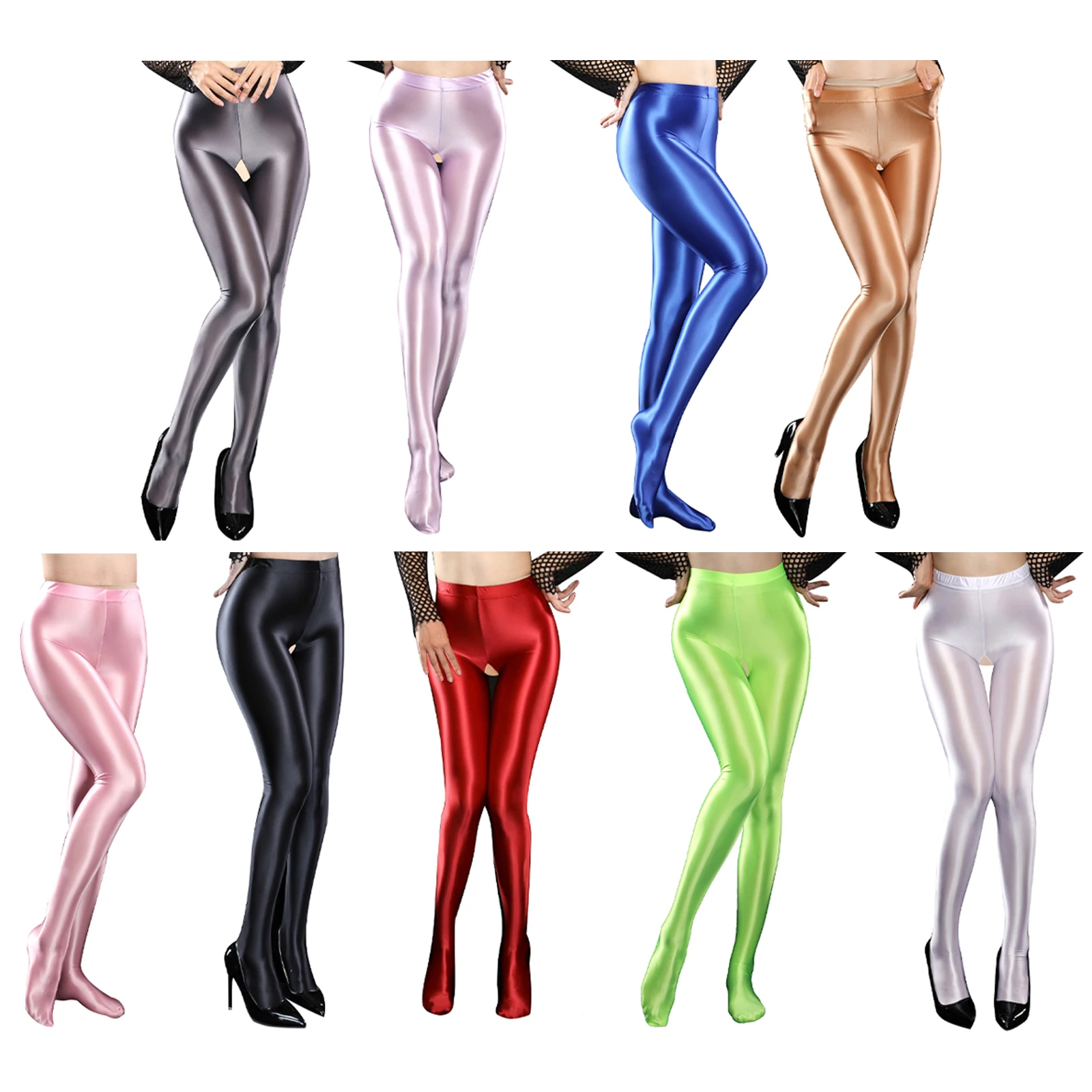Women's Footed Tights Bodystocking Stretchy Leggings Glossy Oil Yoga Pants Tights Training Sports Fitness Leggings Pantyhose