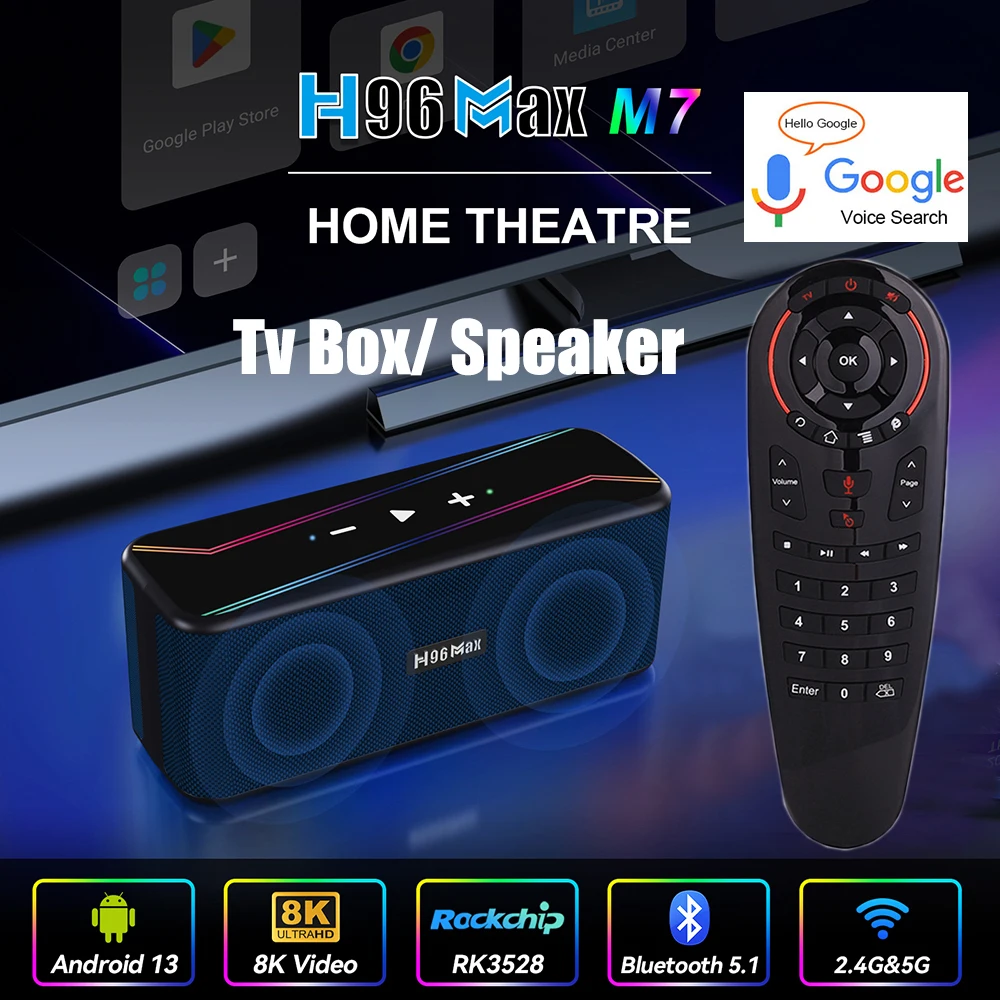 

2 In 1 H96 MAX TV Box Android 13.0 Rockchip RK3528 8K Set Top Box 5G Dual Wifi Media Player BT5.1 Speaker