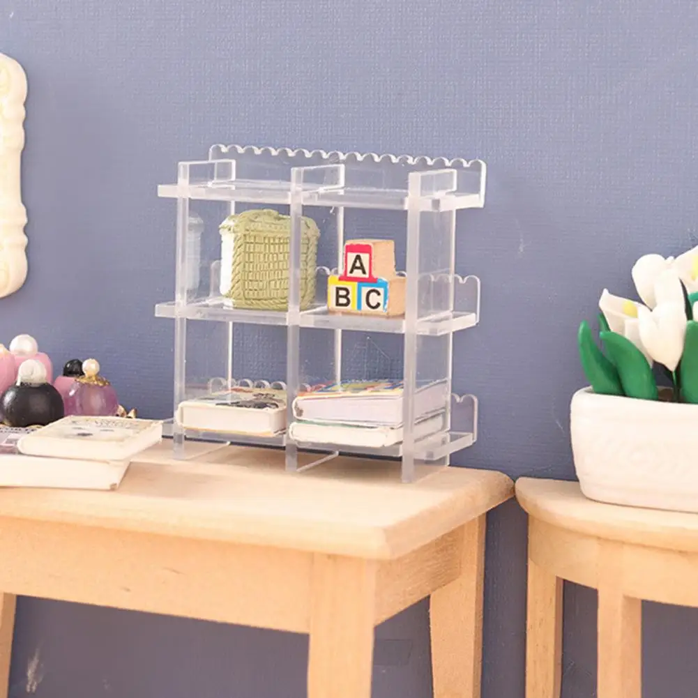 Mini Transparent Storage Rack Realistic Miniature Dollhouse Storage Rack Exquisite Details for Dollhouse Decoration Furniture miniature 1 12 dollhouse furniture mini storage rack garden bedroom dining decoration pretend play accessories toy gift age 3 8