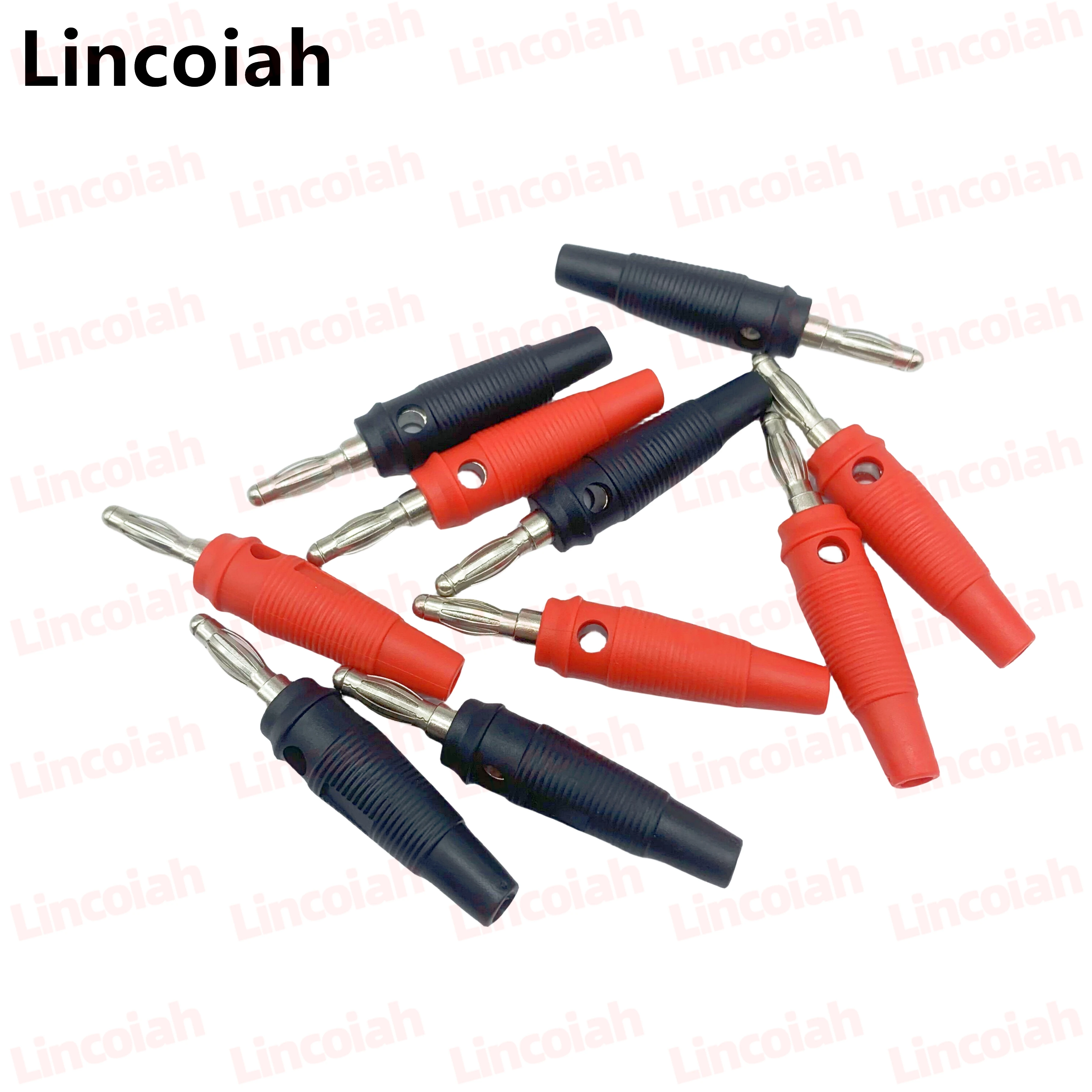 10Pcs Red and Black 4mm Solderless Side Stackable Banana Plug