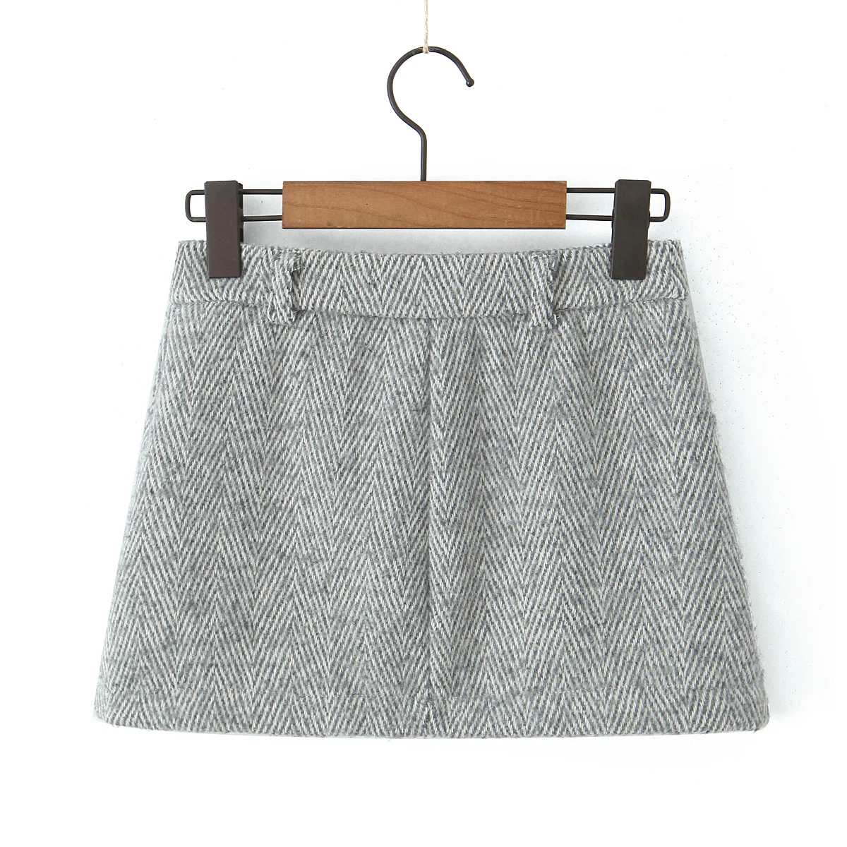 2 Pieces 1 Set CHILL Notched Tweed Weave Oversized Blazer High Waist Package Hips A-line Mini Skirt Suits Matching Gray