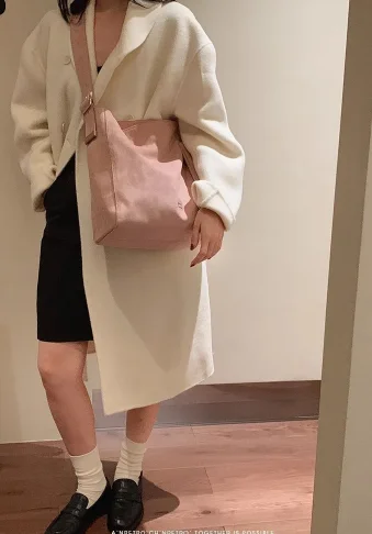 JIAERDI Velvet Pink Large Capacity Handbag Women Retro Casual Tote Crossbody Bags Female Bring A Small Bag Wallets Messenger Bag