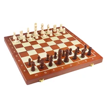 

Folding Magnetic Chess Set 40x40CM Travel Chess Piece Set with Wooden Portable Storage Board Traditional Strategy Game for Kids