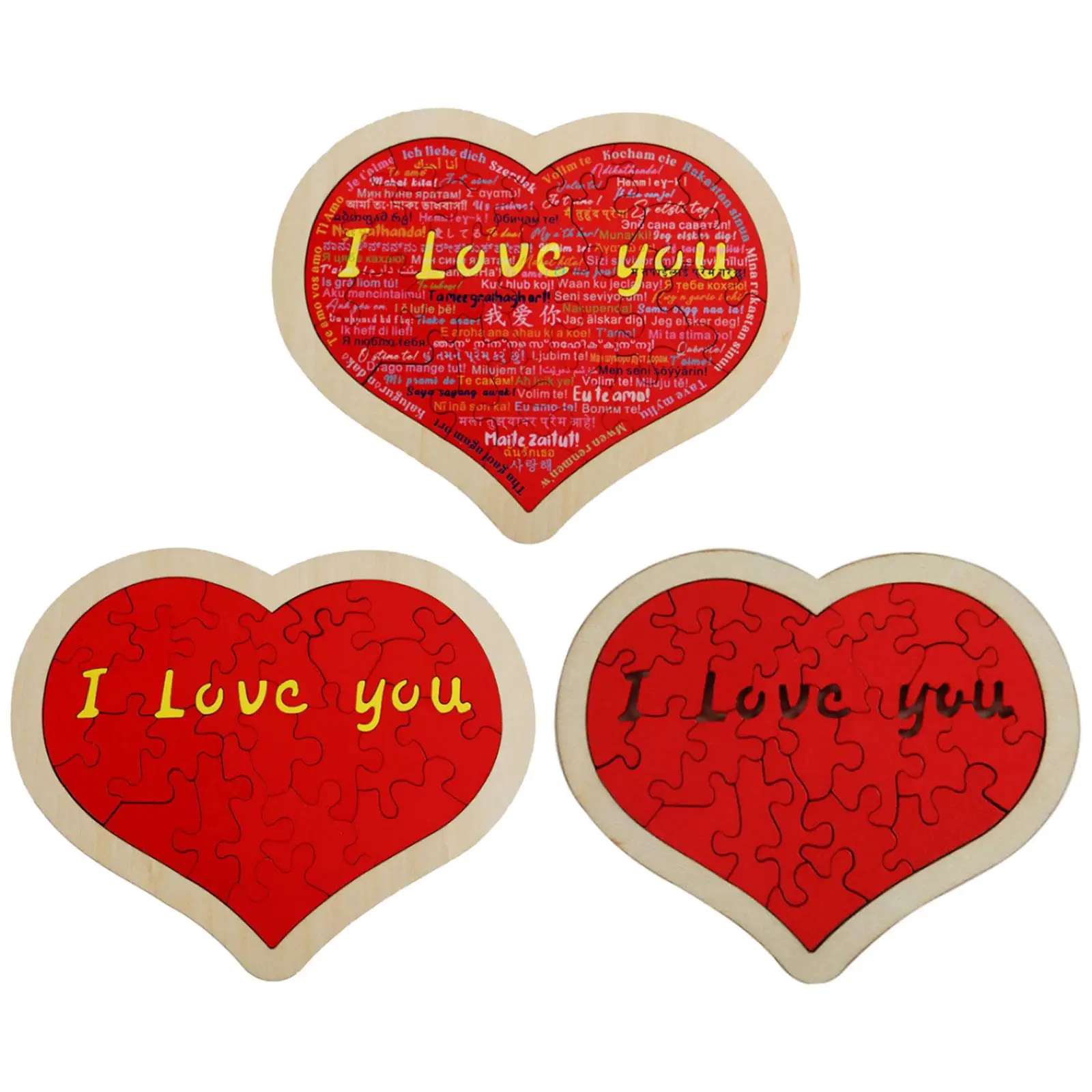 

Heart Shape Puzzle Wooden Puzzle Toys Building Blocks Brain Teaser for Kids