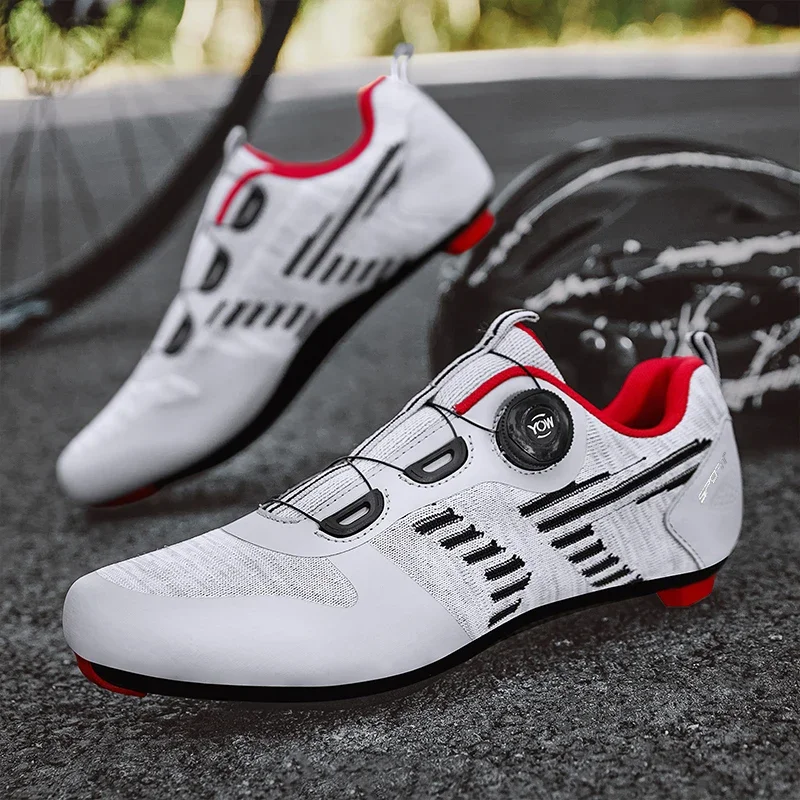 Men Cleat Shoes Breathable Lightweight Cycling Shoes Air Mesh Outdoor Racing Road Bike Shoes Self-Locking Pedal Bicycle Sneakers 2