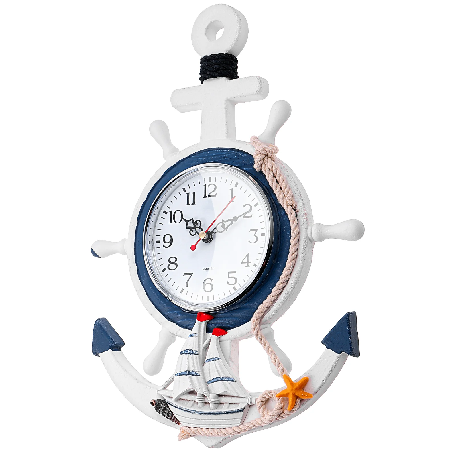 

Anchor Clock Sea Theme Delicate Hanging Clock Wall Clock Nautical Ship Wheel For Home Room Decor Decoration Figurine