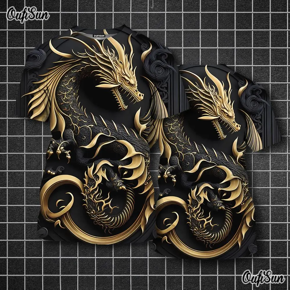 

High Quality Cool And Trendy Men's Camouflage Hunting Animal 3D T-shirt Dragon Print Short Sleeved Shirt Urban Fashion Tops