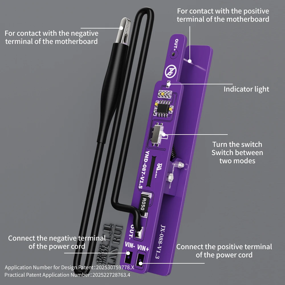 Lanrui M191 비암호화된 안드로이드 듀얼 배터리 휴대폰/패드 수리용 범용 전원 켜기 클립 전류 감지 누출 테스트 도구