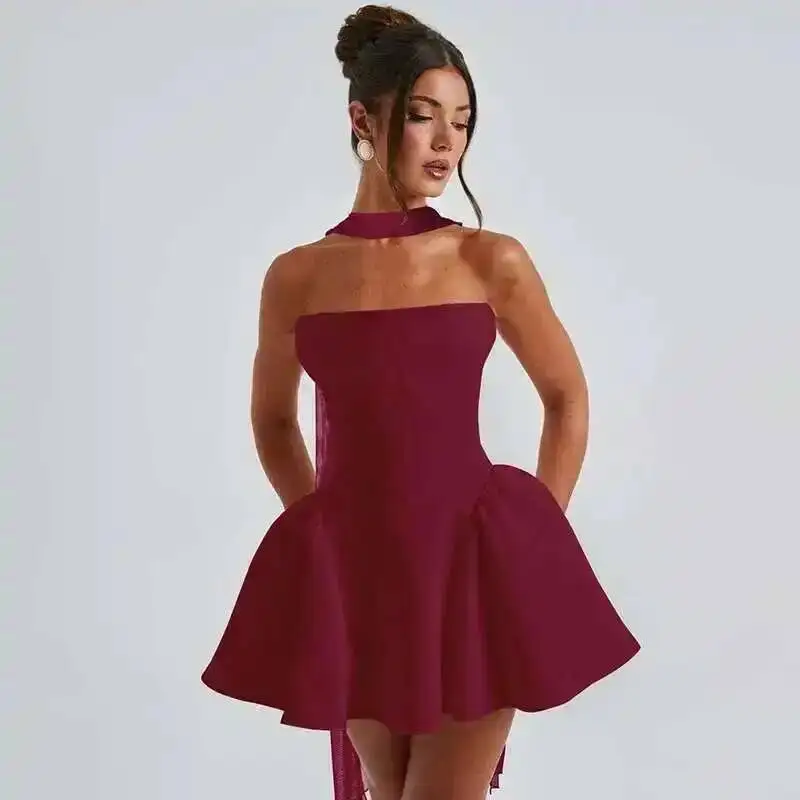 Elegant Off Shoulder A-Line Dress - Sexy Backless Mini Party Dress for Women