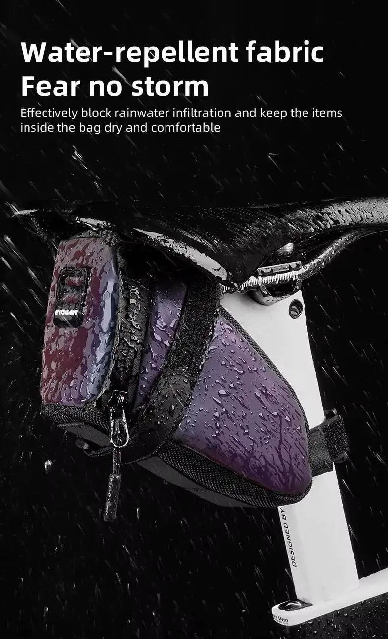 ESLNF Wasserdichte Hochreflektierende Fahrrad-Satteltasche für Rennrad und MTB, Tragbare Outdoor-Fahrradtasche – Detail 8