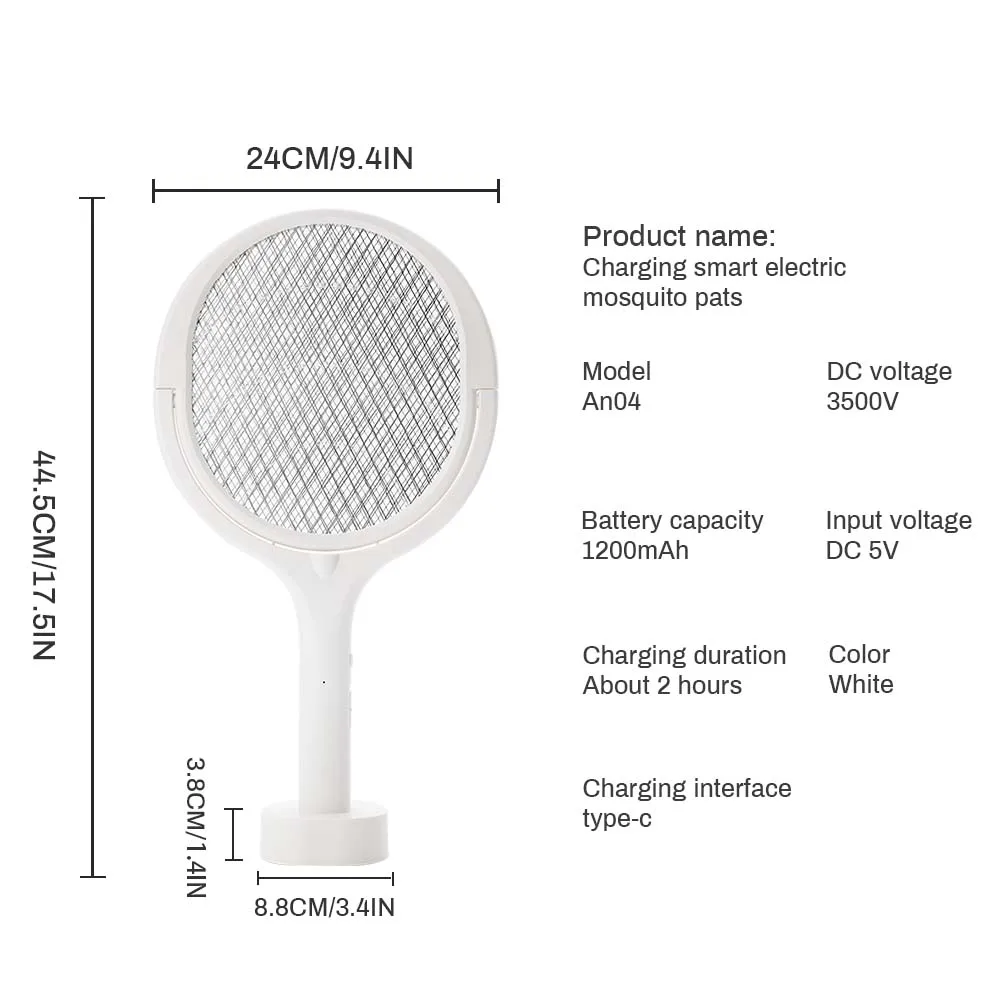 3500V 5 in1 Mosquito Killer Lamp angolo multifunzionale regolabile Bug Zapper elettrico USB ricaricabile Mosquito Fly Bat Swatter