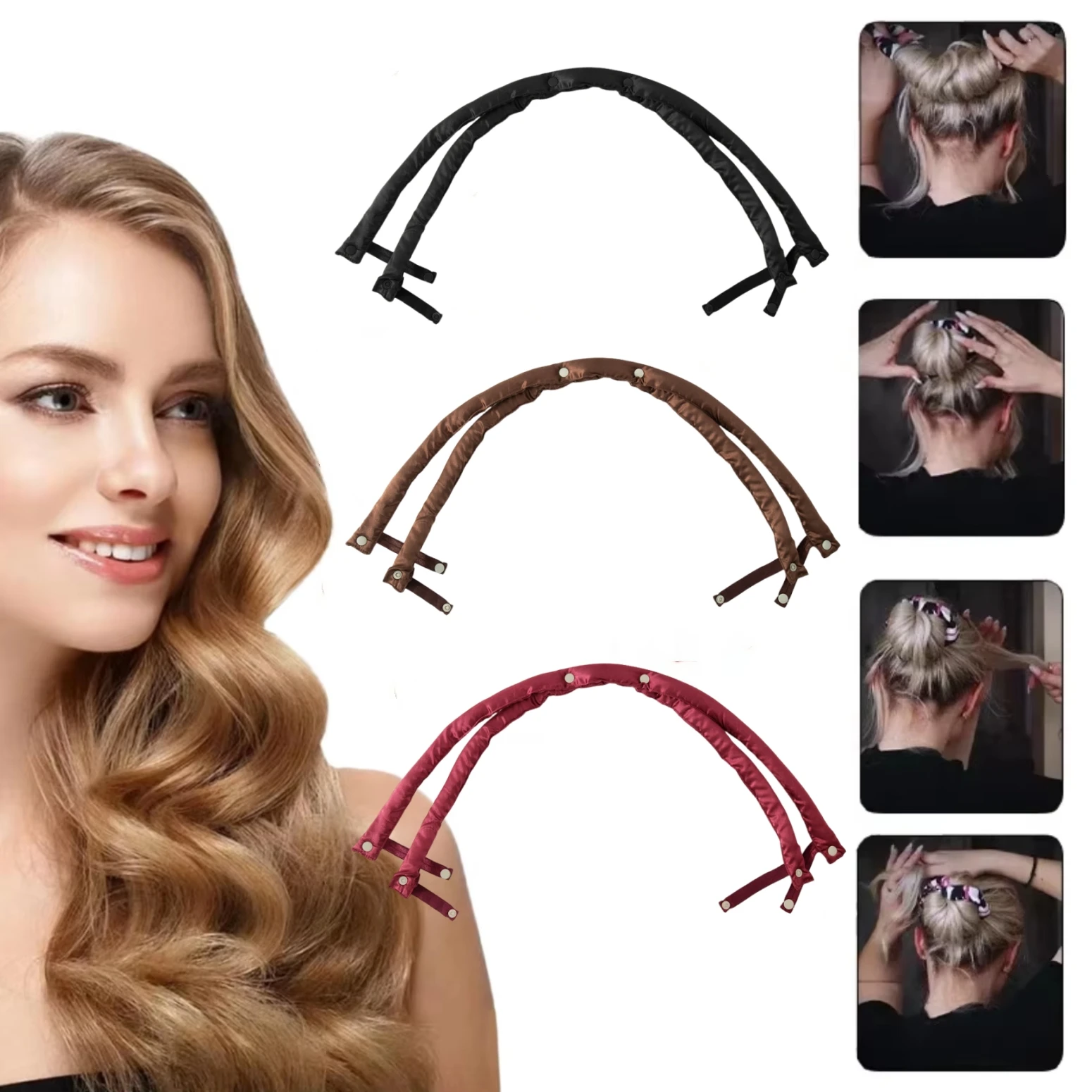 Heatless Hair Curlers No Heat Hair Rollers Soft Curling Rod Headband Sleeping Overnight Lazy Curls Flexi Rods Styling Tools