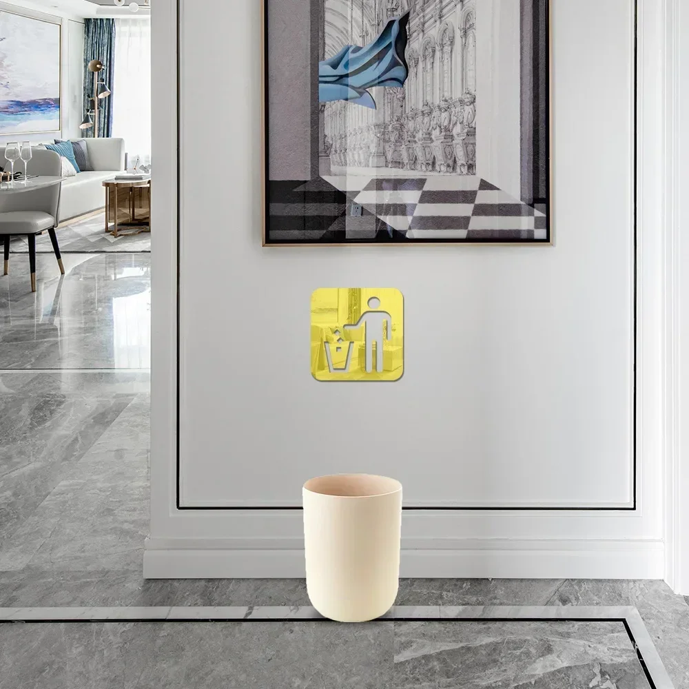 3D Sign Indication Stickers Discard Garbage Mirror Acrylic Shopping Mall Home Self-Adhesive Decorative Wall Stickers Wall Decor