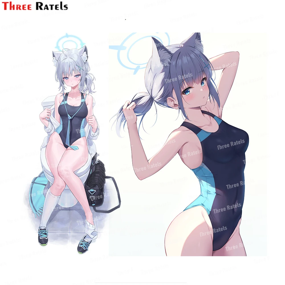 

Синие наклейки Three Ratels J339 Shiroko и Shiroko для архивов для автомобиля и спальни, настенное зеркало для унитаза, декоративный водонепроницаемый материал
